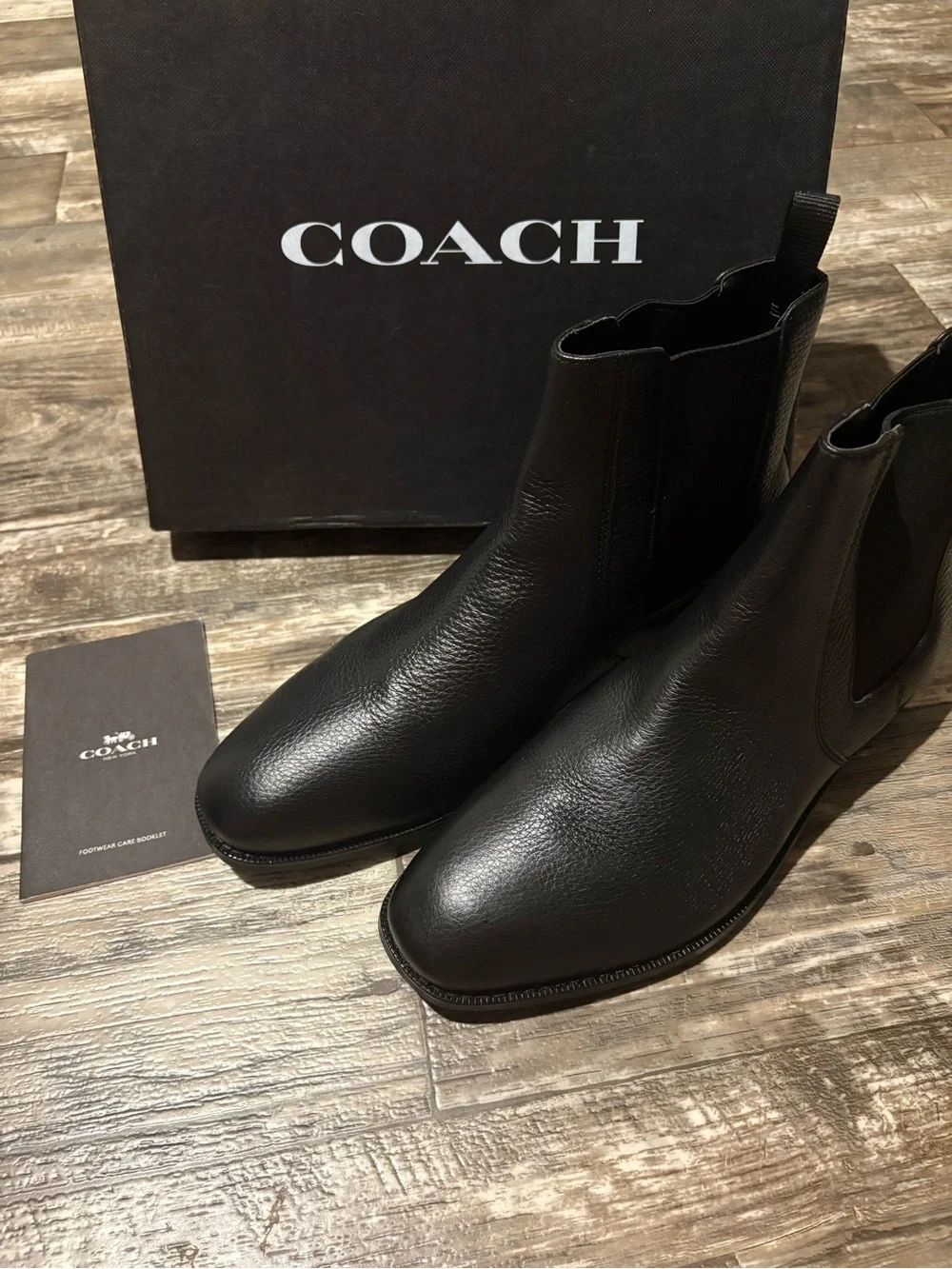 Coach Men’s Graham Chelsea Black Pebbled Leather Boots